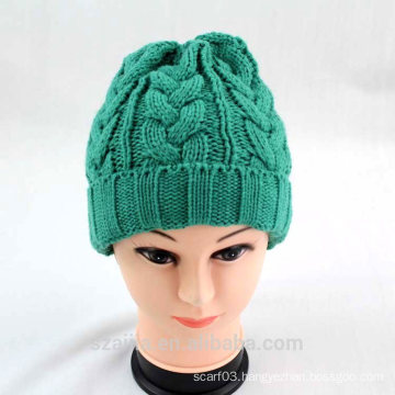 Ladies colorful acrylic knitted beanie hat